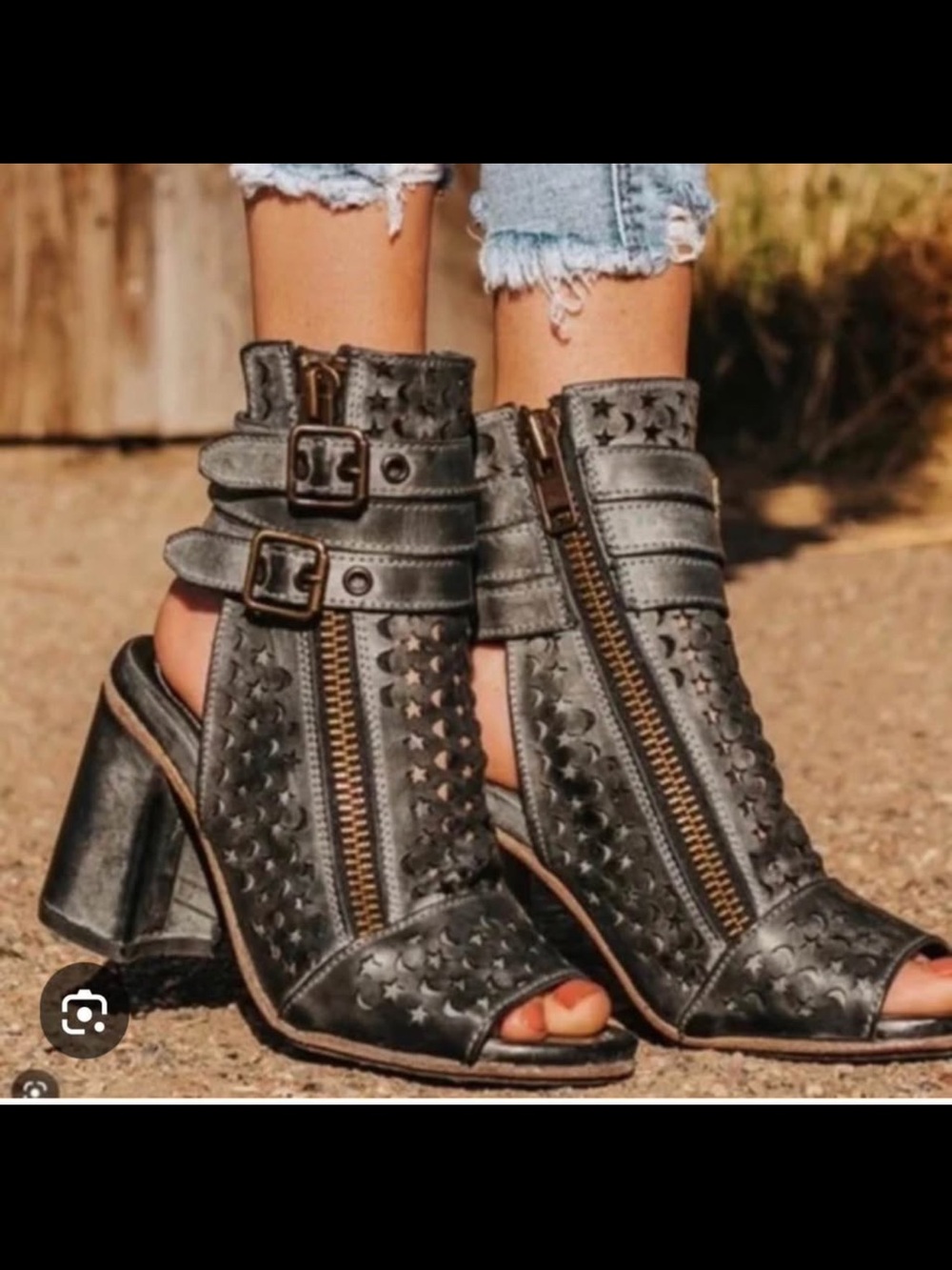 FREEBIRD THERESA cutout leather peeptoe booties